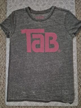 Lucky Brand Gray Tee with Pink "TaB" logo